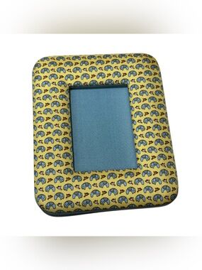 Cute Silk Elephant Pattern 2x3” Photo Frame Yellow and Blue by Jim Thompson